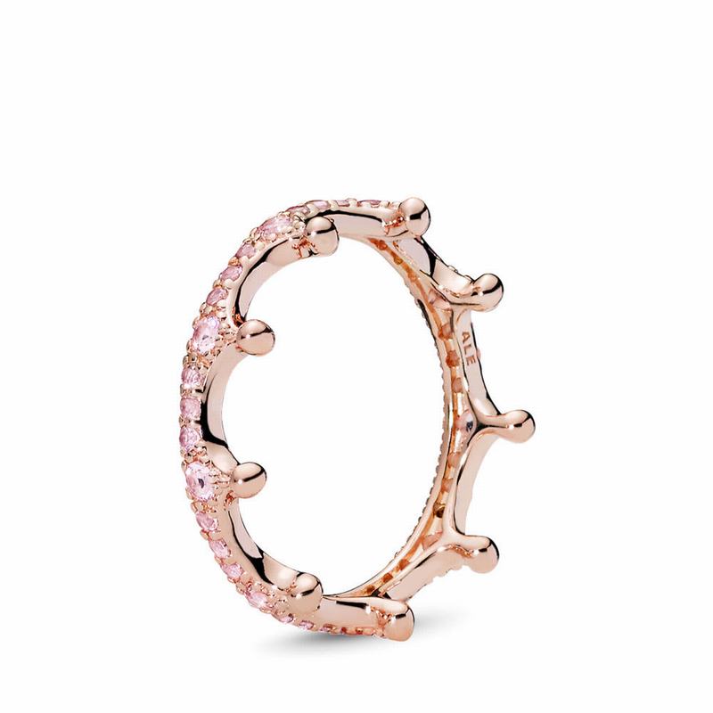 Pandora Pink Sparkling Crown Stackable Ring NZ Sale, Pandora Rose™ (341608-YTD)